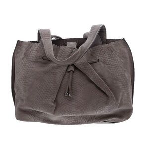 H By Halston Logo Leather Drawstring Handbag Purse Shoulder Bag
